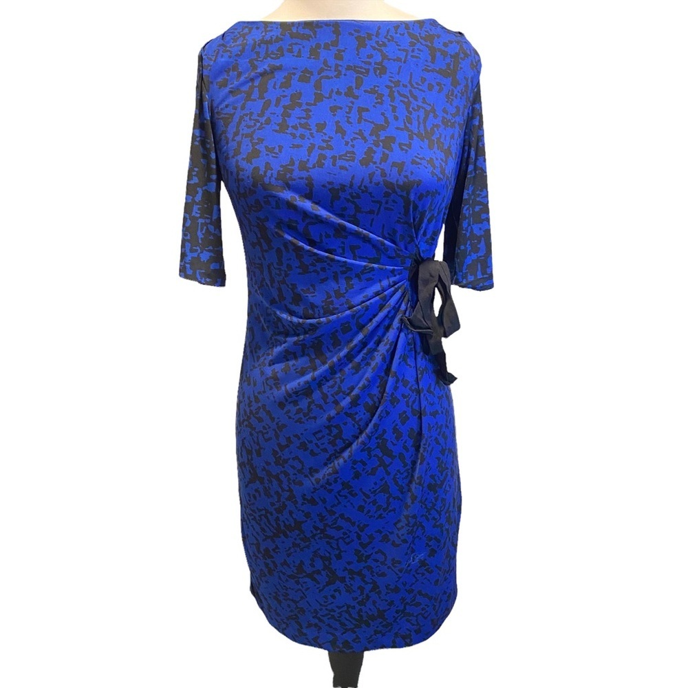 Taylor Blue Black Abstract Sheath Dress Size 2